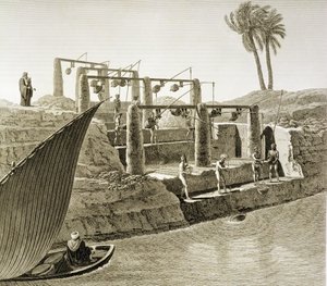 Coletando Água do Nilo, placa 6 do Volume II Artes e Comércios de &39;Descrição do Egito&39;, pub. sob as ordens de Napoleão, 1822